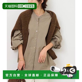 1h可退 日本直邮relume 格纹蝴蝶结领衬衫上衣泡泡袖