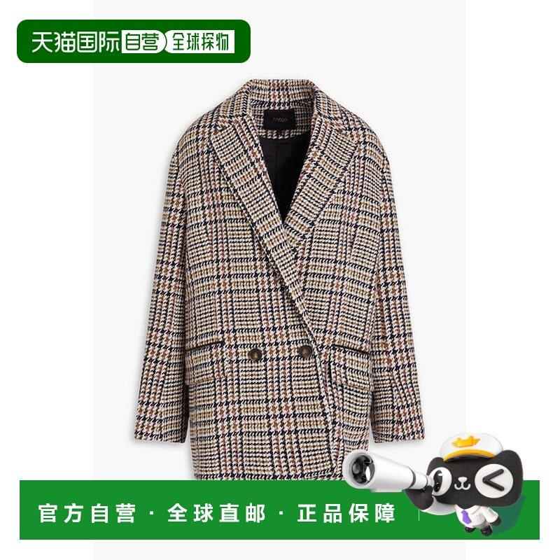 1h可退 香港直邮Maje 女士 双排扣格纹羊毛混纺西装外套 MFPVE005,女装/女士精品,风衣,淘宝优惠券,粉丝福利购,淘宝优惠卷