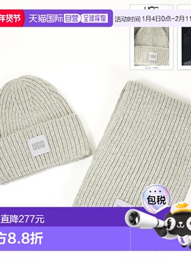 日本直邮UGG W 粗针织套装 101733 LaG  围巾 针织帽