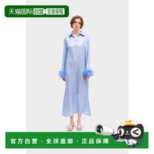 自营sleeper蓝蓝色Luna Maxi连衣裙，带可拆卸羽毛 美国奥莱直发