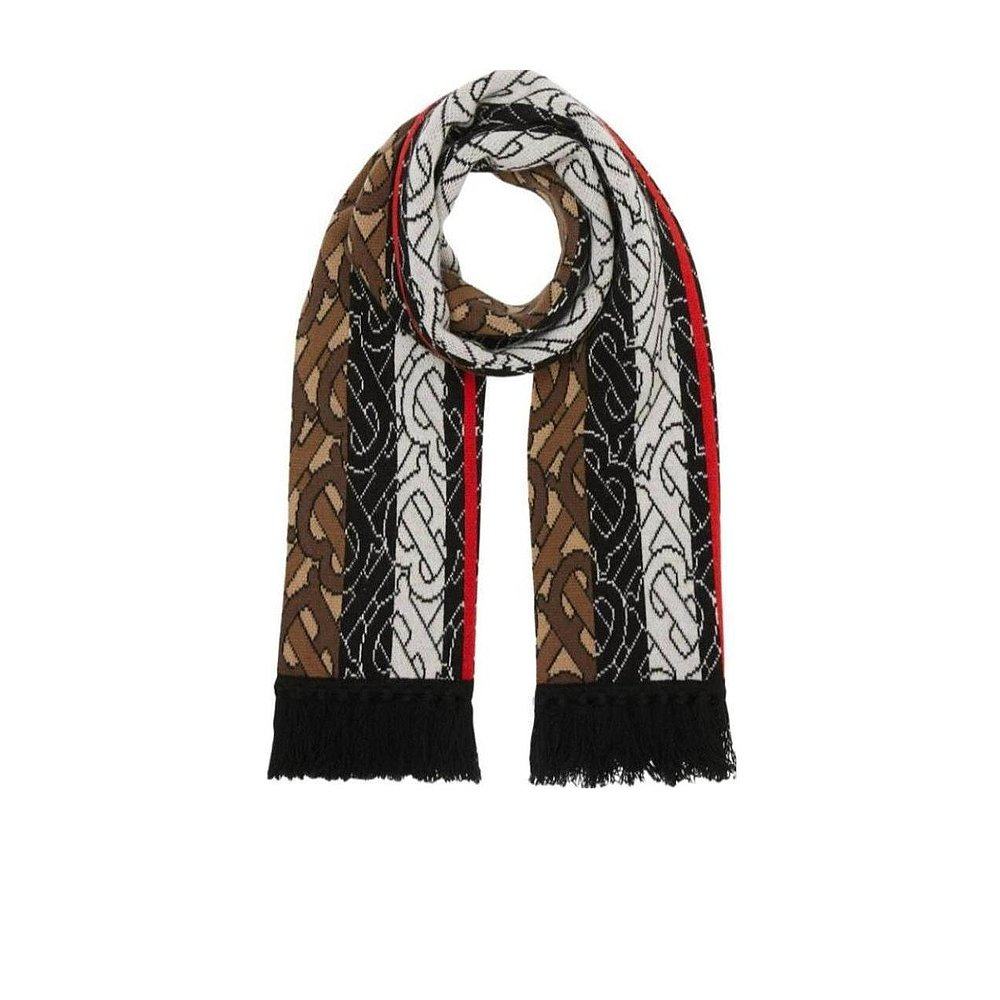 BURBERRY 女士围巾 80186151 AW2020 黑色   Monogram条纹围巾