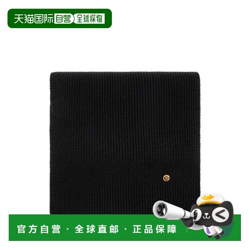 自营versace柔软的羊毛针织金徽围巾-黑色 美国奥莱直发