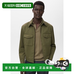 自营欧洲直邮Mango芒果 男士暗绿色带口袋的棉质外套