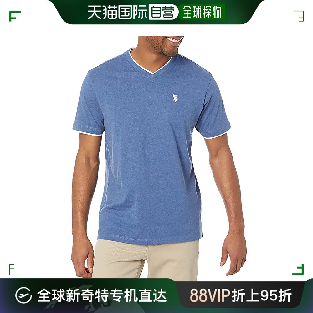 香港直邮潮奢 U.S. Polo Assn.美国马球协会男士 Ringer V-Neck