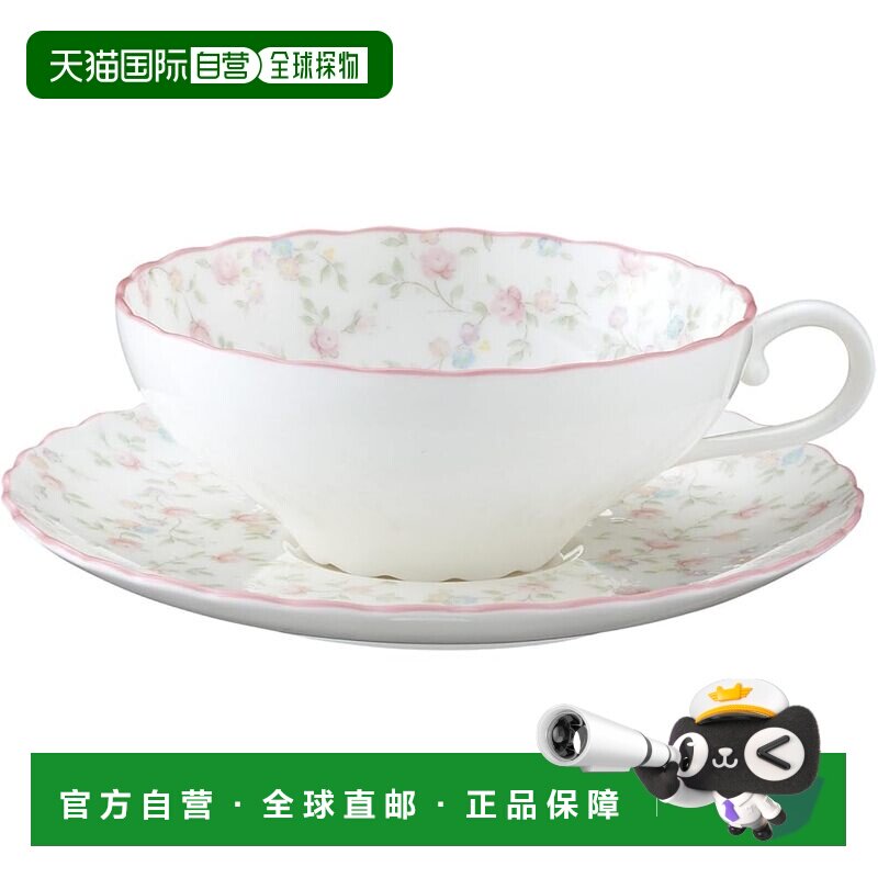 【日本直邮】则武 茶杯茶碟套装 骨瓷180cc玫瑰图T58043A/9940图片