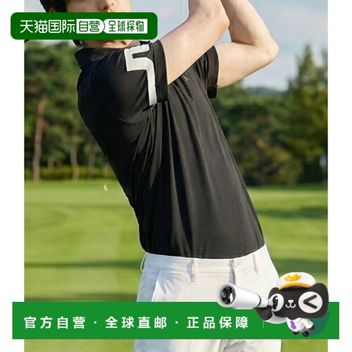 韩国直邮j.lindeberg金林德伯格男士高尔夫POLO短袖上装黑色速干