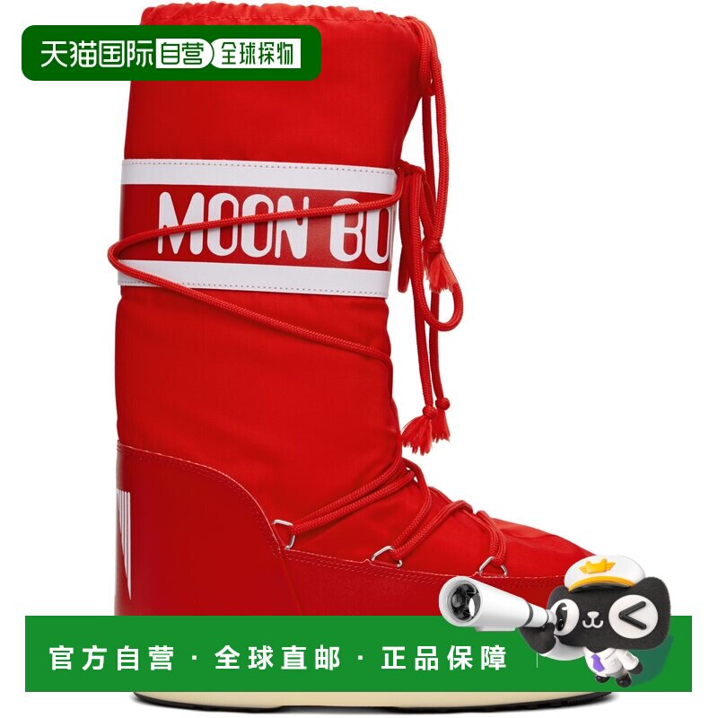 1h可退 香港直邮moon boot 月亮靴 女士 红色 Icon Nylon 中筒靴