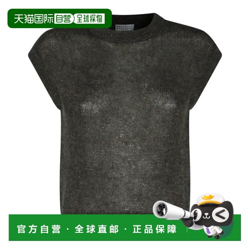 香港直邮Brunello Cucinelli 布内罗 古奇拉利 女士 深灰羊毛针织