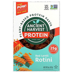 香港直邮Ancient Harvest,植物蛋白意大利面，红扁豆螺旋面，8 盎