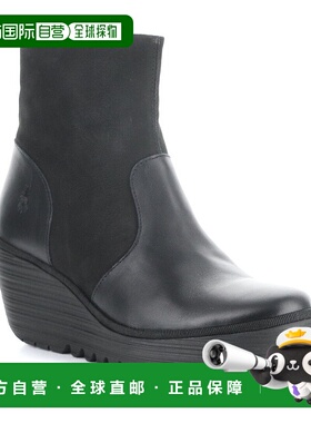 自营FLY London Yuxi Suede & Leather Boot - black 美国奥莱直