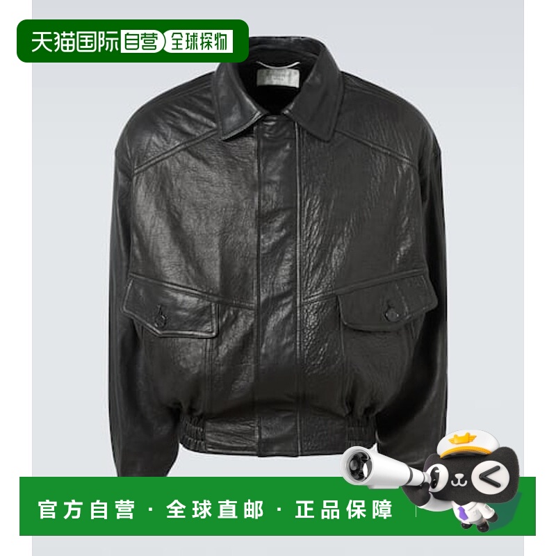 1h可退 香港直邮Saint Laurent 圣罗兰 男士 皮革短夹克皮衣