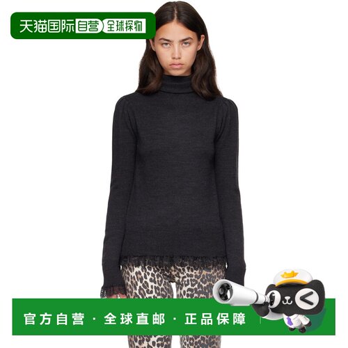 香港直邮GANNI 甘尼 女士 灰色 Lace Merino 高领毛衣 A115006225