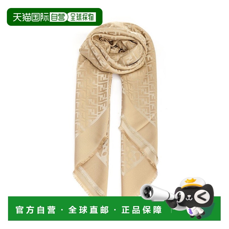 香港直邮Fendi 芬迪 女士 FF 毛邊圍巾 FXT069AWEP围巾