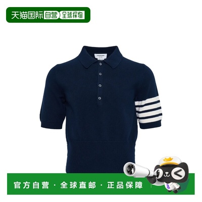 美国直邮THOM BROWNE-男式4杆长羊毛针织Intarsia经典版型S Polo