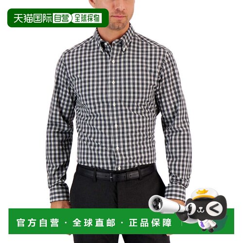 自营Club Room Men's Moral Slim-Fit Plaid Button-Down Perform