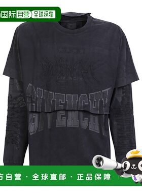 香港直邮GIVENCHY 男士T恤 BM71FM3Y8U011 AW2022 黑色 Overlay T