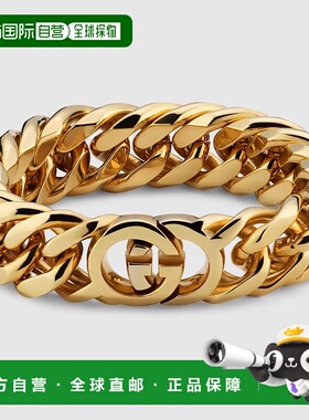 自营欧洲直邮Gucci/古驰 Interlocking系列女士金色黄铜互扣式双G