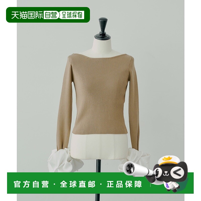 1h可退 日本直邮SALON by Chico 女装 珍珠装饰泡泡袖针织上衣 宽