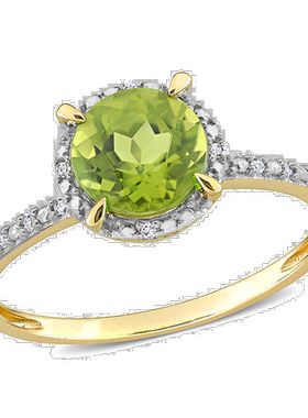 自营 Mimi & Max 1 1/2 克拉 TGW 橄榄石光环戒指，10k 金镶钻 -