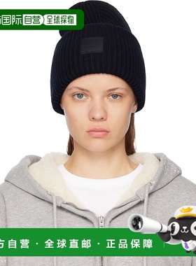 香港直邮Acne Studios 艾克妮 女士 黑色 Large Face Logo 毛线帽