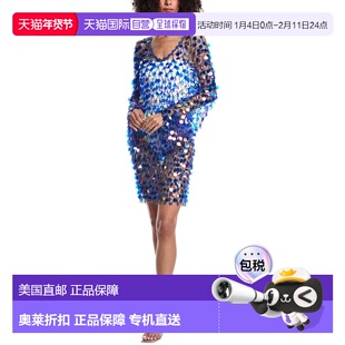 自营Milly Sequin Crochet Mini Dress - blue 美国奥莱直发