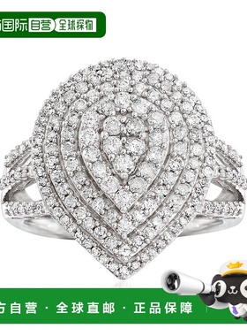 自营 925 纯银 Ross-Simons 钻石渐变梨形戒指 - 白色 美国奥莱直