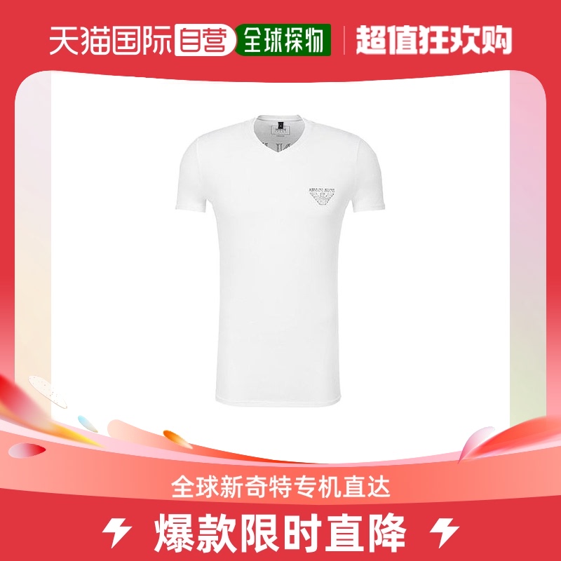 香港直邮Armani阿玛尼男士新颖短袖T恤白色棉质休闲锻炼健身