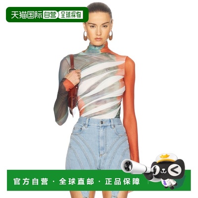 1h可退 香港直邮Mugler 穆勒 女士 网纱长袖上衣 24F1BO02611124