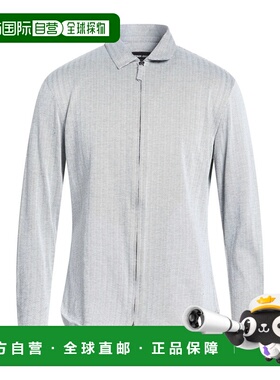 1h可退 香港直邮潮奢 armani 阿玛尼 男士 花纹衬衫 grey灰色 舒