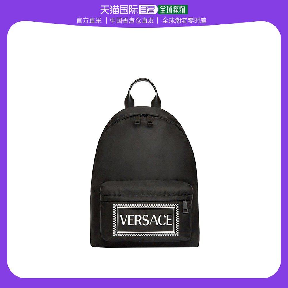 香港直邮VERSACE 男士黑色皮革双肩包 DFZ5350 DYVER DKNBN范思哲