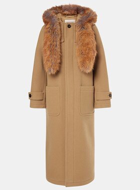 Burberry 巴宝莉 女士 人造毛皮边羊毛大衣 001302