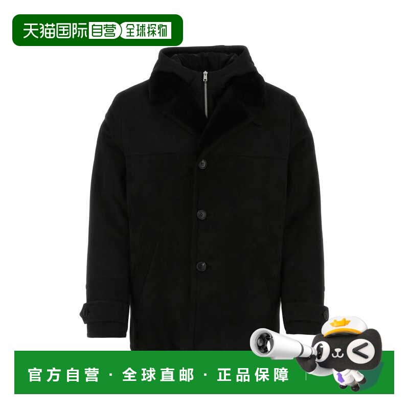 1h可退 香港直邮Prada 普拉达 男士 黑色毛羊皮夹克 UPS544889F00