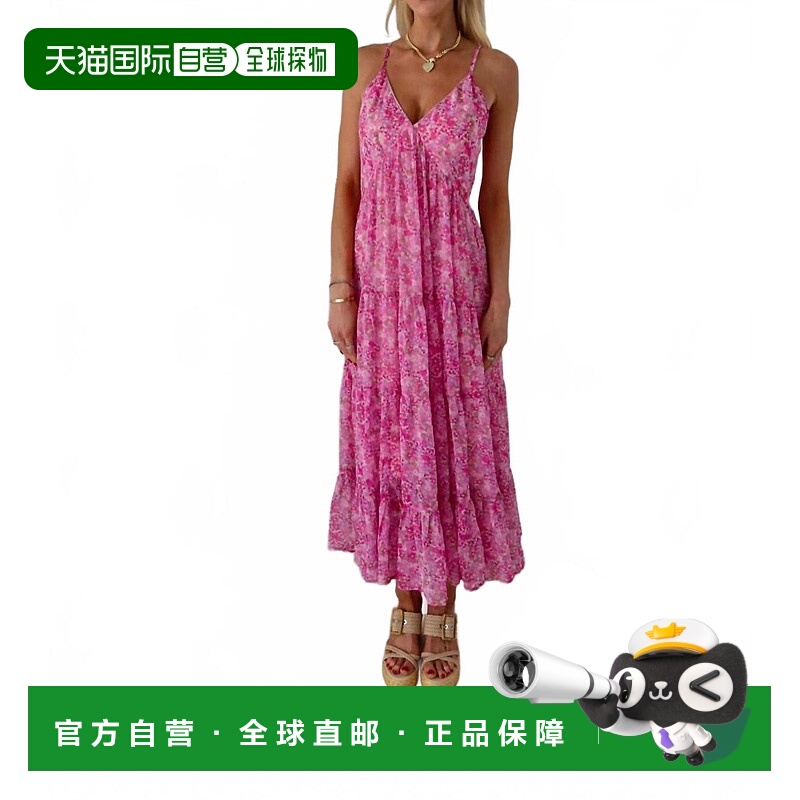 自营keepsake粉红色花园发光Maxi连衣裙 美国奥莱直发