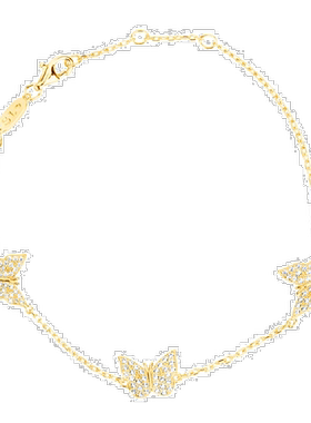 自营 Suzy Levian 黄色纯银白色方晶锆石蝴蝶手链 - 黄色 美国奥