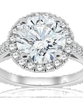 自营 pompeii32 1/2 克拉光环圆形切割钻石订婚戒指 14k 白金 - 1