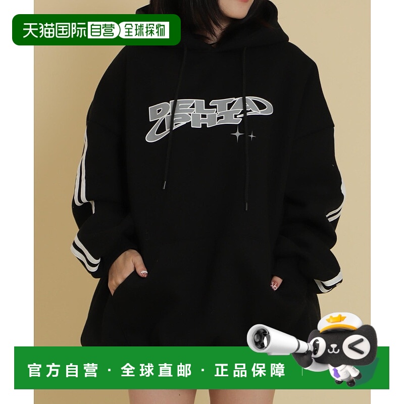 1h可退 日本直邮WOND女士宽松半拉链双侧条纹logo连帽外套 WD25WN