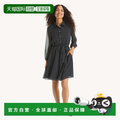 自营Nautica Womens Polka Dot Shirt Dress - blue oasis 美国奥