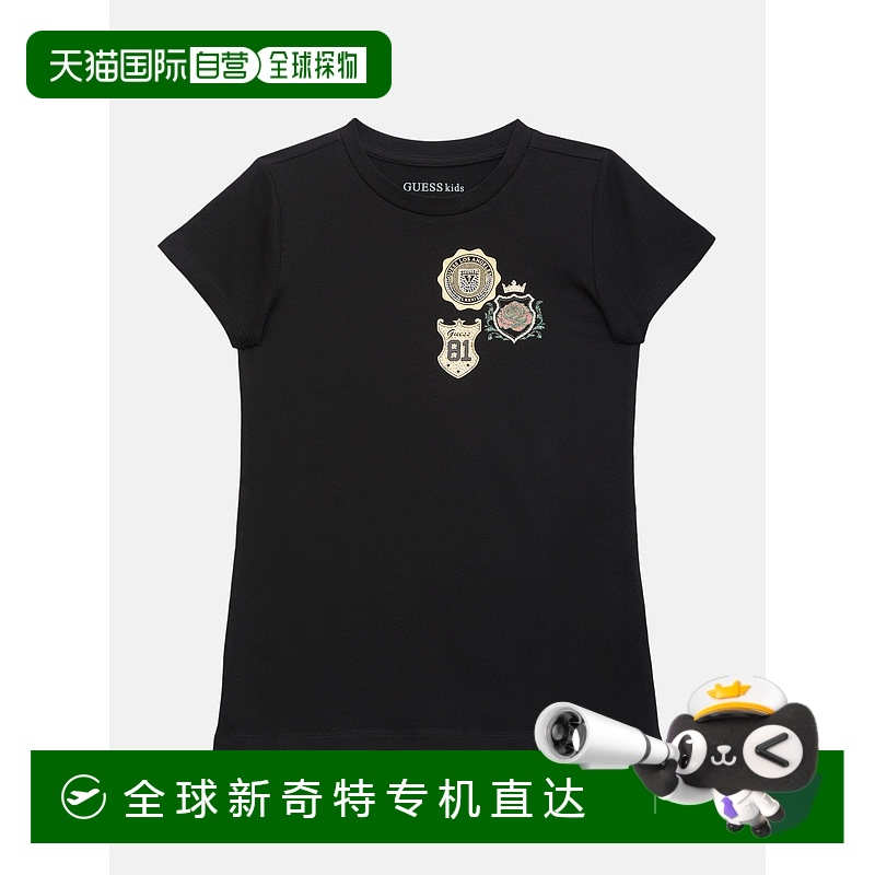 自营 guess生态Callie Crest T恤（7-14）-黑色 【美国奥莱】直发