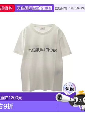 日本直邮中古YSL圣罗兰女S级99新T-shirtT恤棉上衣白色