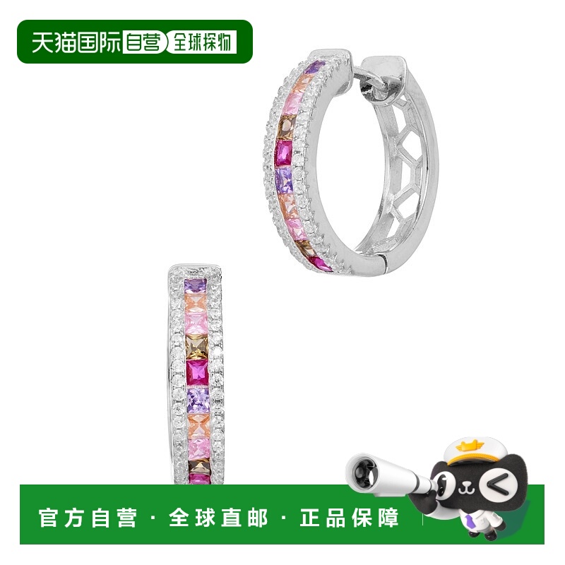 自营savvy cie jewels镀金方形锆石挂钩耳环-白色多色 美国奥莱直