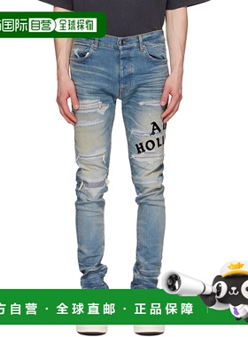 1h可退 香港直邮AMIRI 男士 蓝色 Hollywood Repaired 牛仔裤 AMD