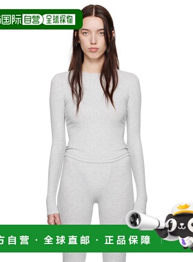 1h可退 香港直邮潮奢 SKIMS 女士 灰色 Cotton Rib 长袖 T 恤 TPL