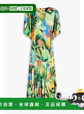1h可退 香港直邮潮奢 FARM RIO 女士 印花缎面中长连衣裙 298368V