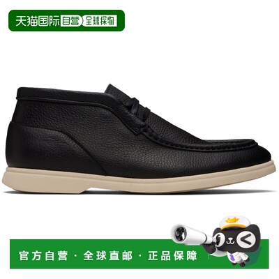 香港直邮BOSS 波士 男士 黑色 Tumbled Leather 沙漠靴 50536227