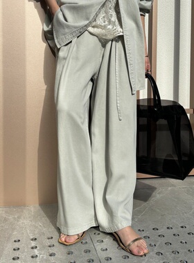 1h可退 日本直邮DOUDOU女装莱赛尔褶皱阔腿裤 DDZ1061102A0021