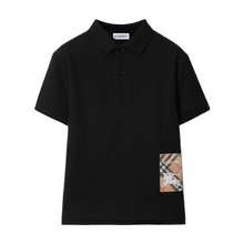 BURBERRY 男童T恤 81050791 SS2025 黑色 短袖 Polo 衫