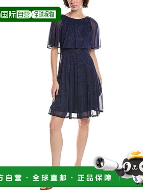 自营 Maison Tara滚筒闪光哑光迷你连衣裙-蓝色 美国奥莱直发亮片