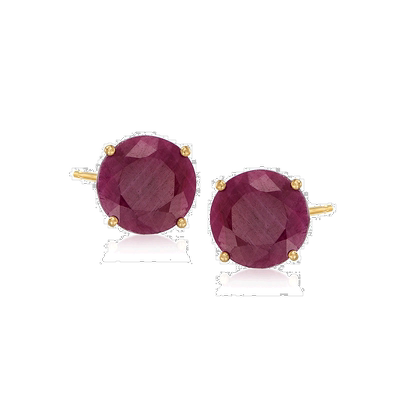 自营 Ross-Simons 14 克拉黄金红宝石耳钉 - 红色 美国奥莱直发