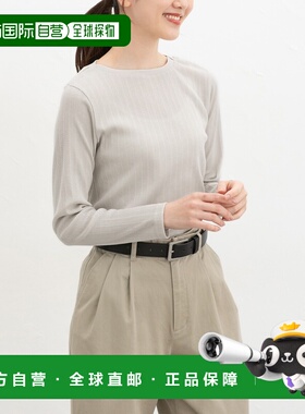 1h可退 日本直邮Honeys 女装 船领棉混梭织罗纹T恤 654119907