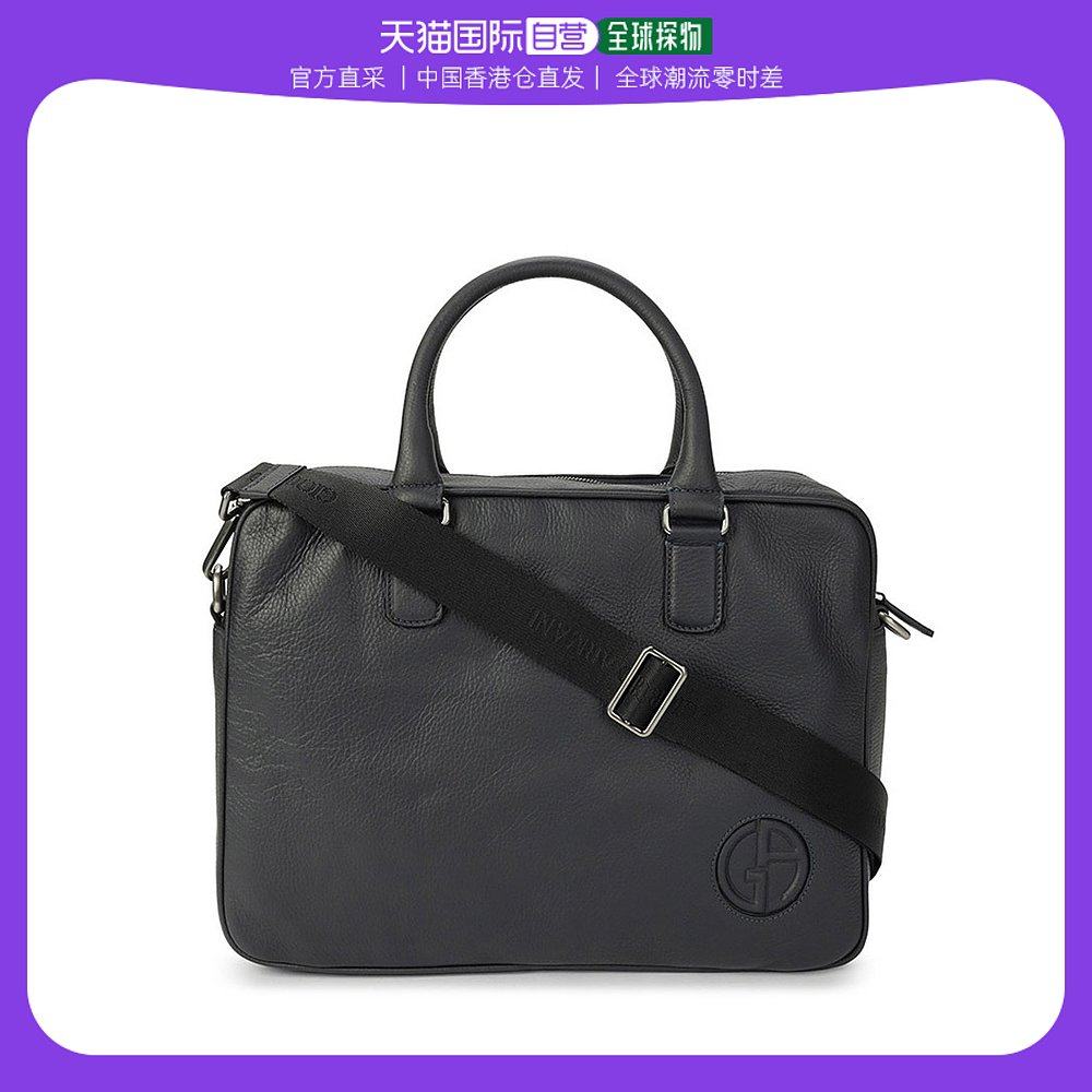 香港直邮Emporio Armani阿玛尼男士手提包黑色正面徽标休闲百搭